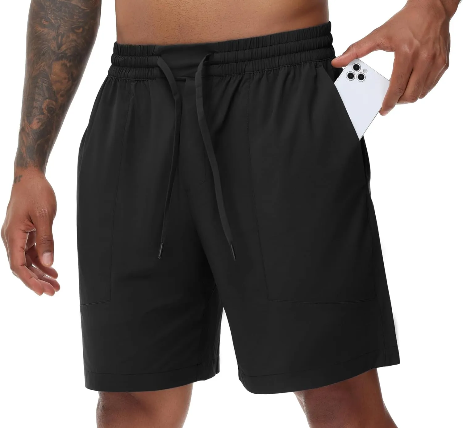 THE GYM PEOPLE Men's Running Shorts Lightweight Quick Dry Workout Shorts with Drawstring Zipper Pockets