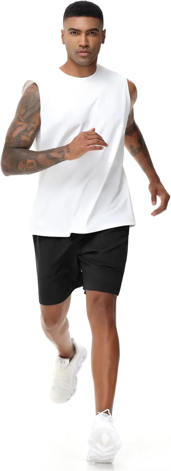 THE GYM PEOPLE Men's Running Shorts Lightweight Quick Dry Workout Shorts with Drawstring Zipper Pockets