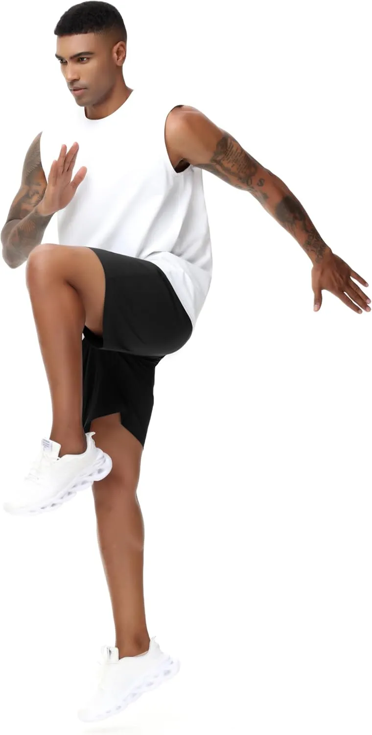 THE GYM PEOPLE Men's Running Shorts Lightweight Quick Dry Workout Shorts with Drawstring Zipper Pockets