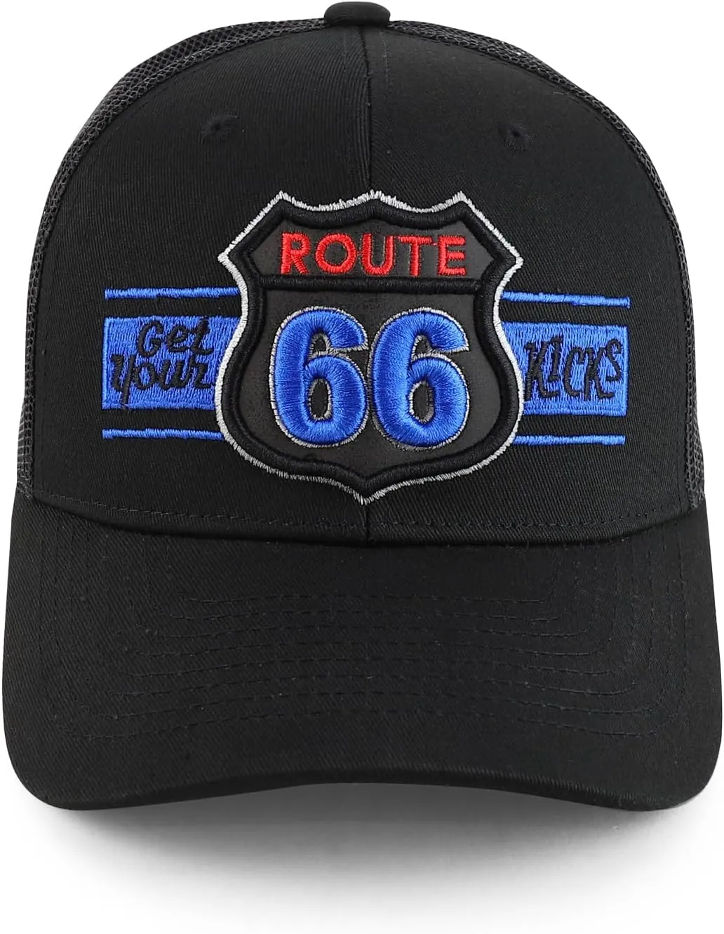 Trendy Apparel Shop Route 66 3D Embroidered Structured Mesh Back Baseball Cap
