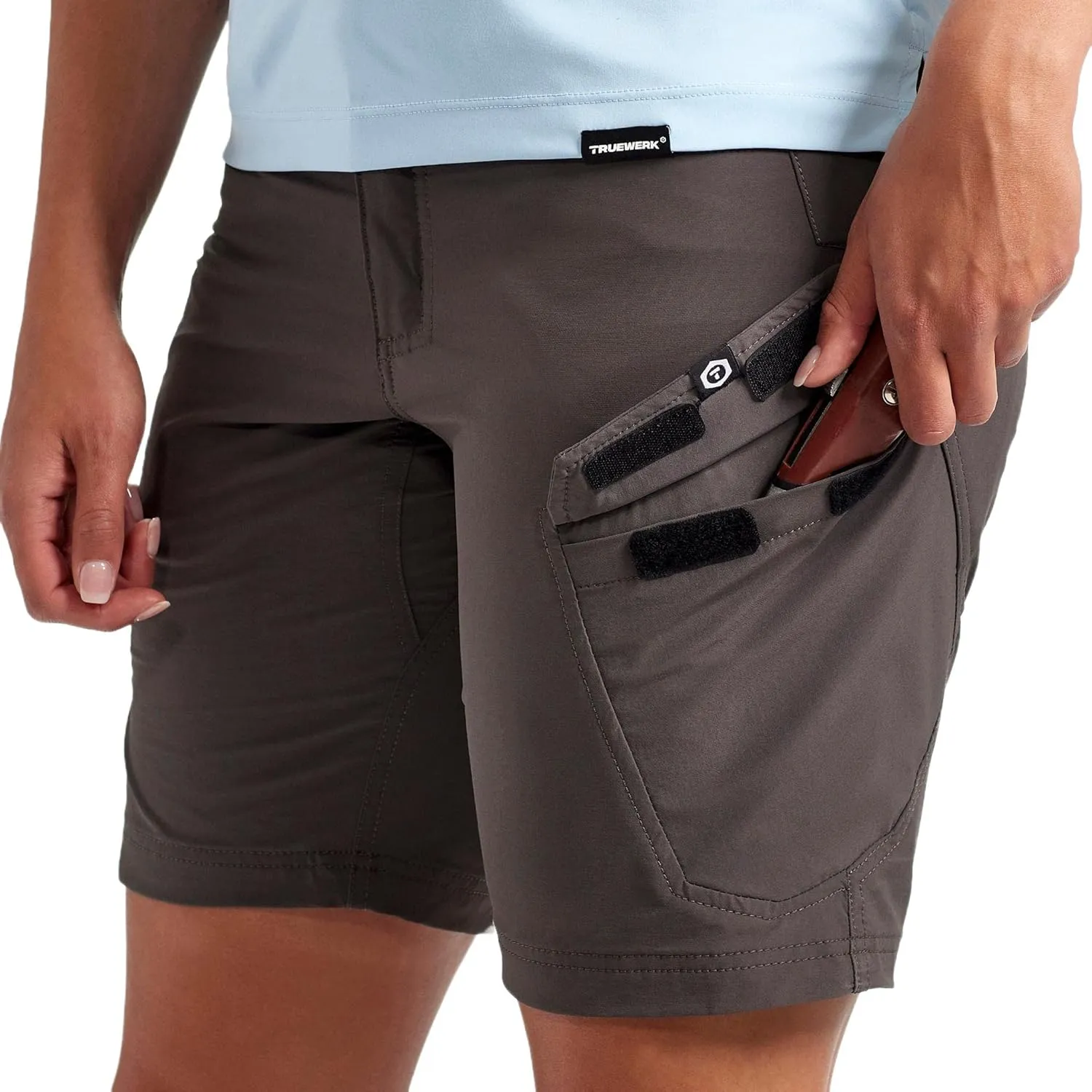 TRUEWERK Womens Workwear Shorts - T1 WerkShorts - Relaxed Fit, Lightweight, Moisture Wicking, Shorts with 4-Way Stretch