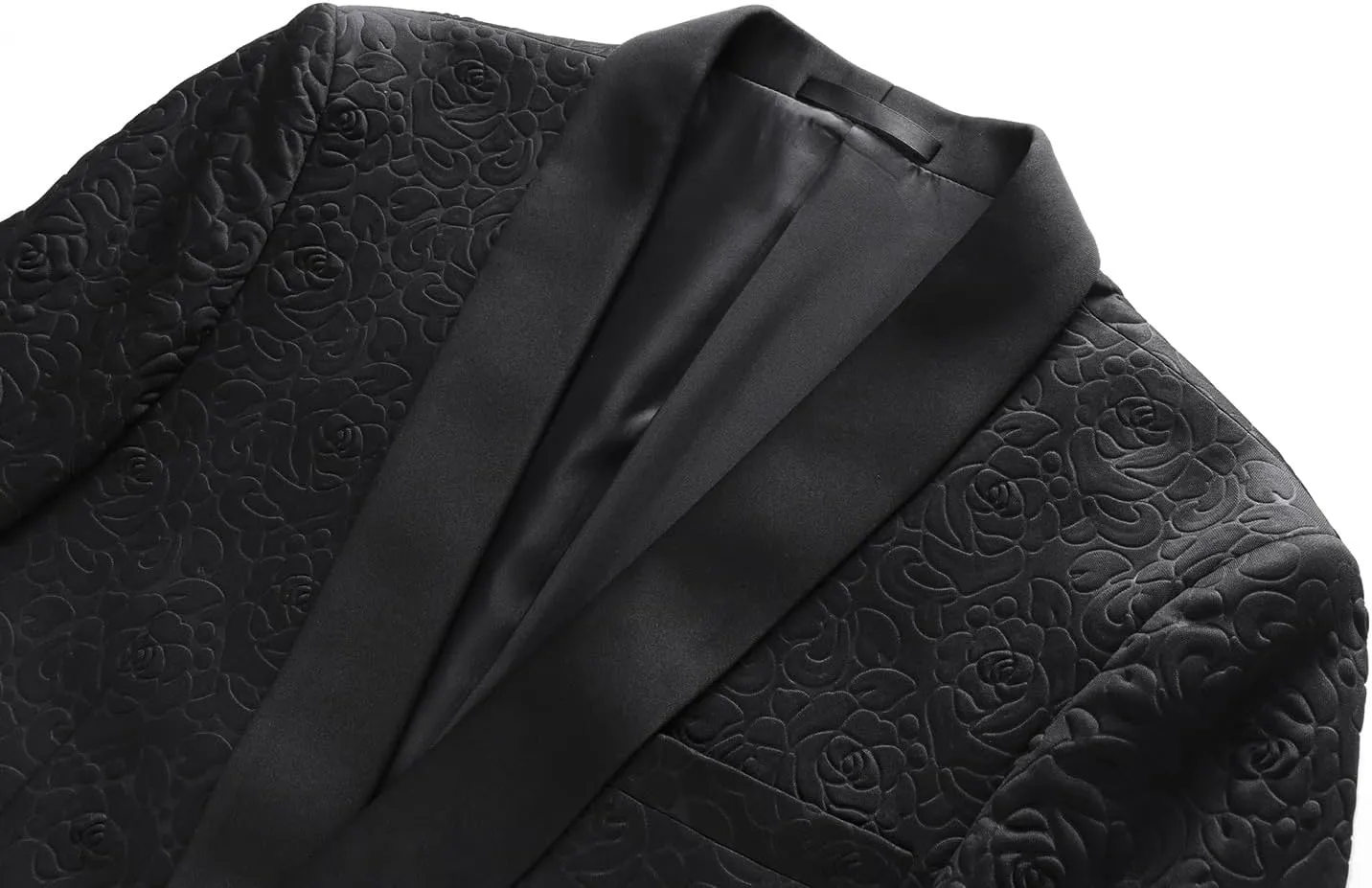 UNINUKOO Mens 3 Piece Suit Jacquard Floral Shawl Lapel Fancy Suits for Men Wedding Party Prom Tuxedo Suit Set