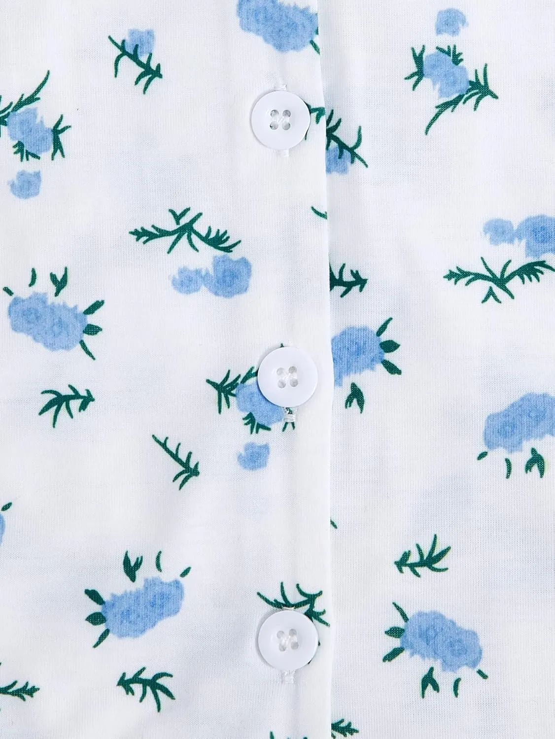 Verdusa Women's 2-Piece Button Down Short Sleeve Ditsy Floral Button Front Sleepwear Loungewear PJ Set