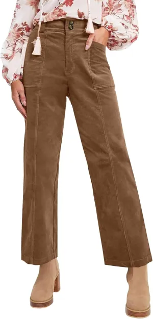 Vintage Corduroy Pants Women Dressy Baggy High Waisted Wide Leg Ankle Pants Trendy Casual Sailor Pants with Pockets