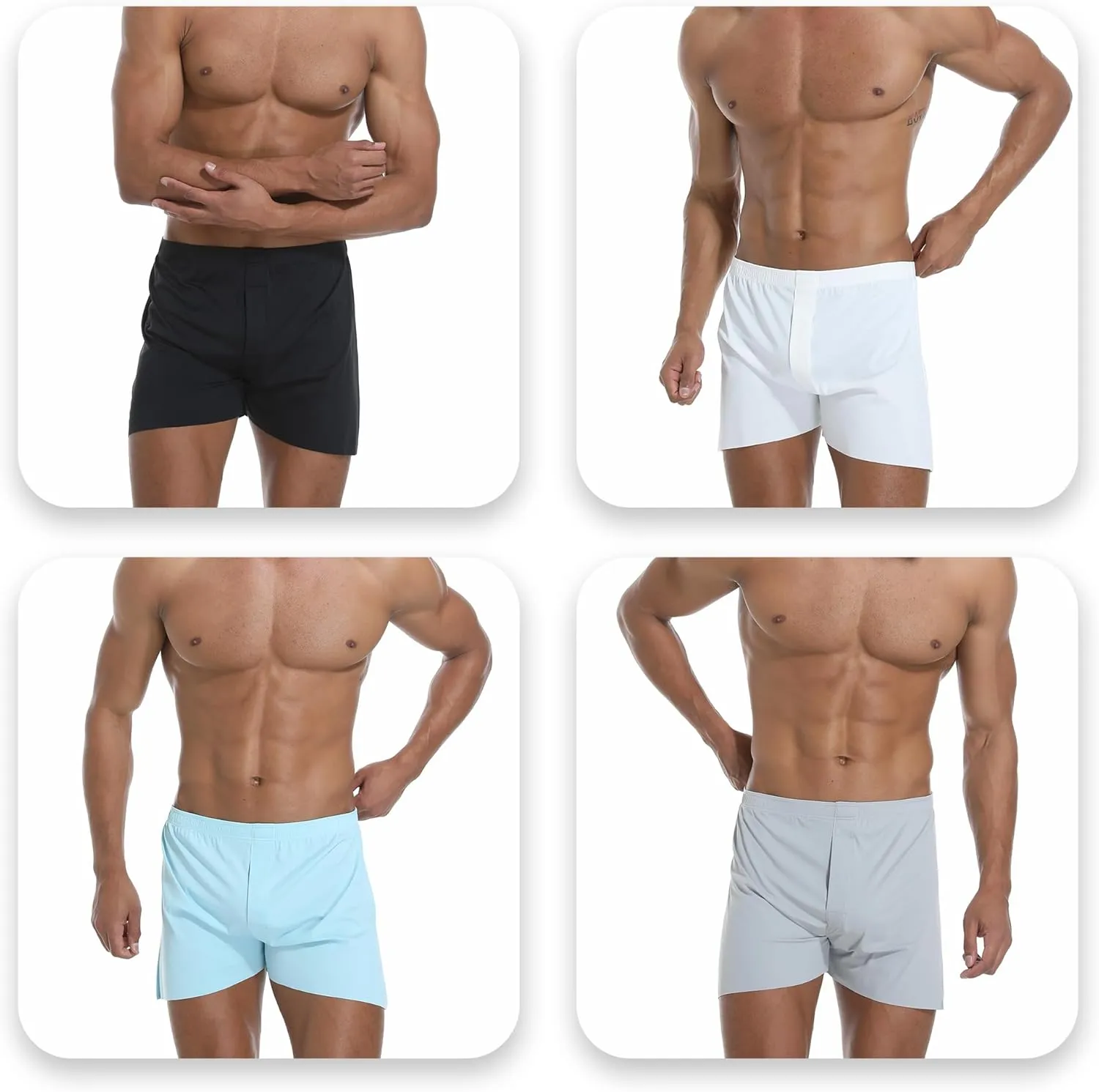 VISSAY Satin Boxers for Men, Silk Feeling Sleep Shorts Underwear Pack, Silky Pajama Shorts