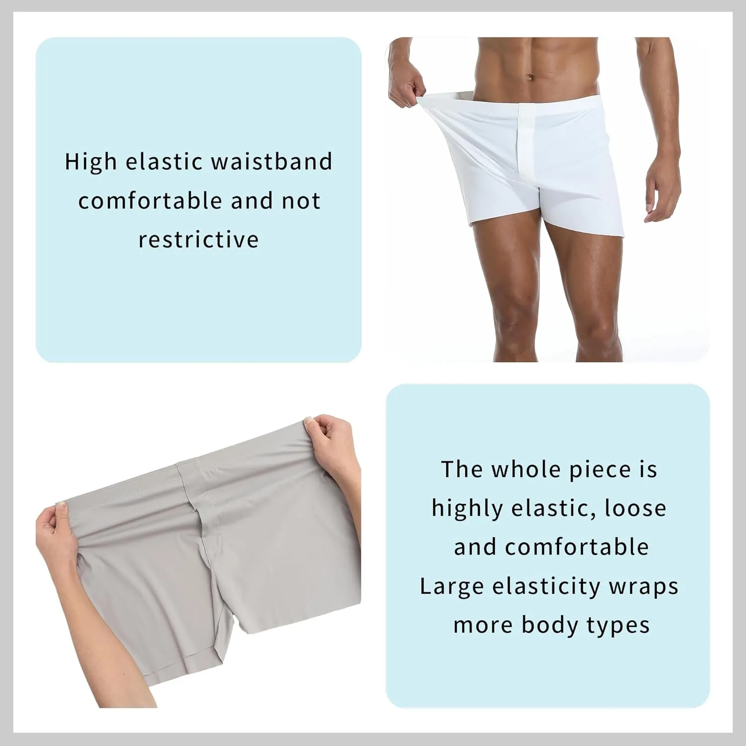 VISSAY Satin Boxers for Men, Silk Feeling Sleep Shorts Underwear Pack, Silky Pajama Shorts
