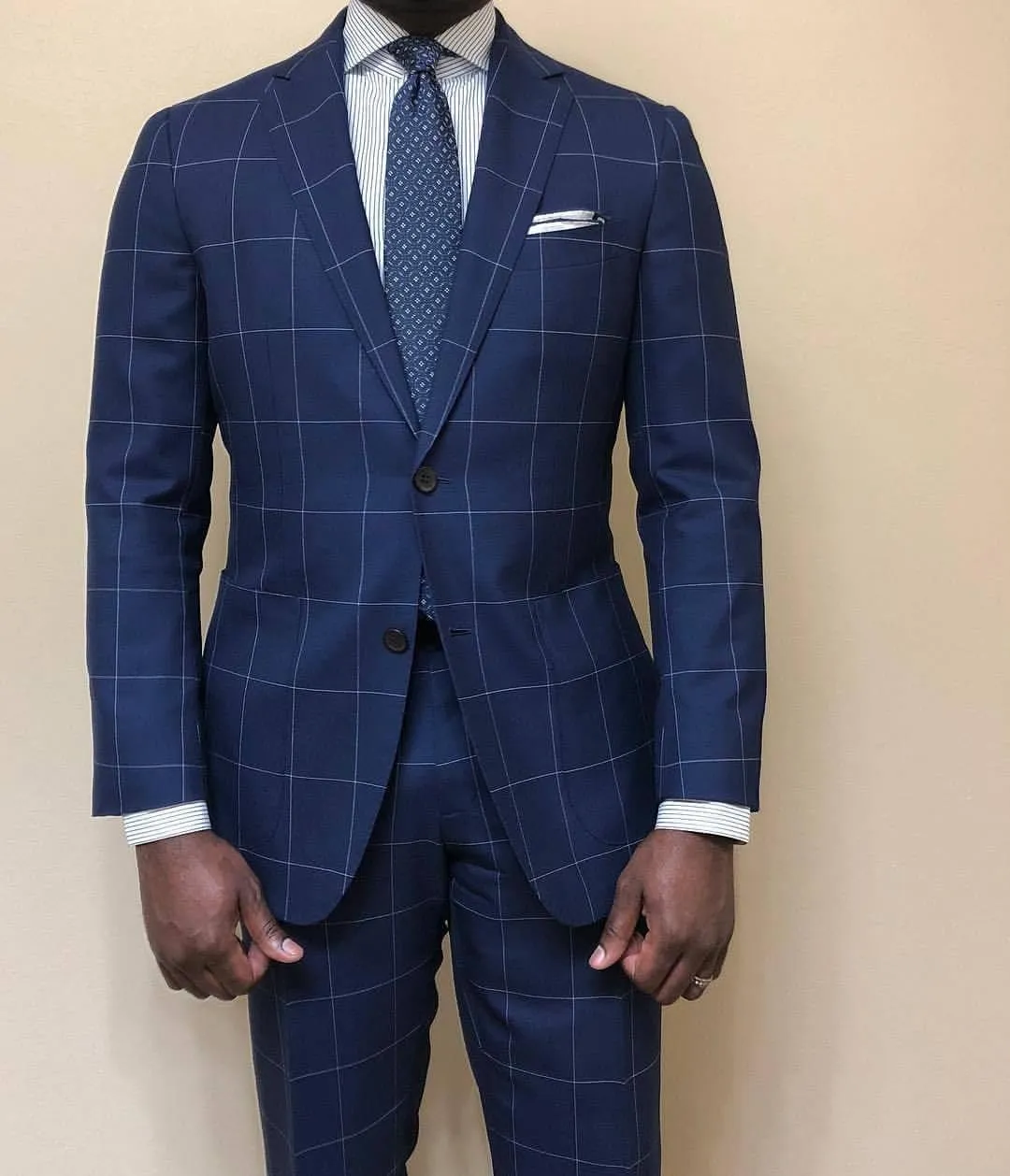 Wangyue Mens Plaid Suit Big and Tall 2 Piece Checked Suits Bussiness Wedding Suit Prom Tuxedos Suit Blazer Pant Set