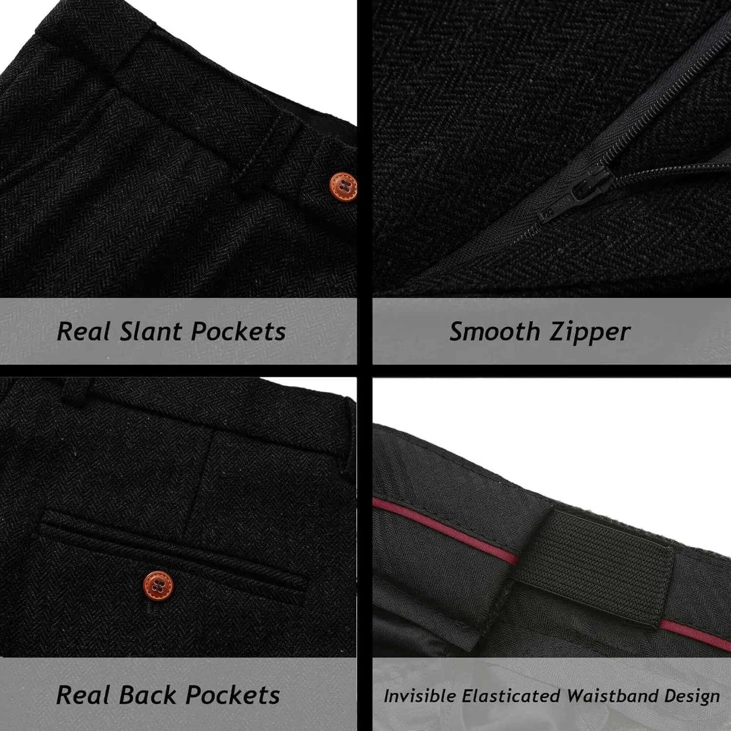 Wemaliyzd Vintage Men's Suit 3 Piece Plaid Tweed Herringbone Suits for Wedding Business Blazer Vest Pants
