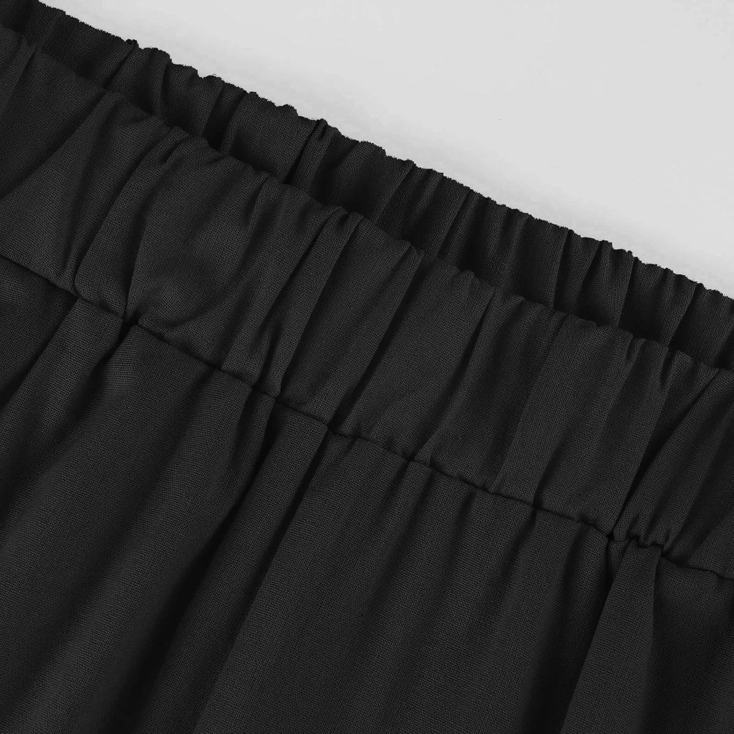 Wide Leg Pants Woman Casual Linen Elastic Waisted Pants Straight Loose Comfy Trousers Solid Sweatpants with Pocket