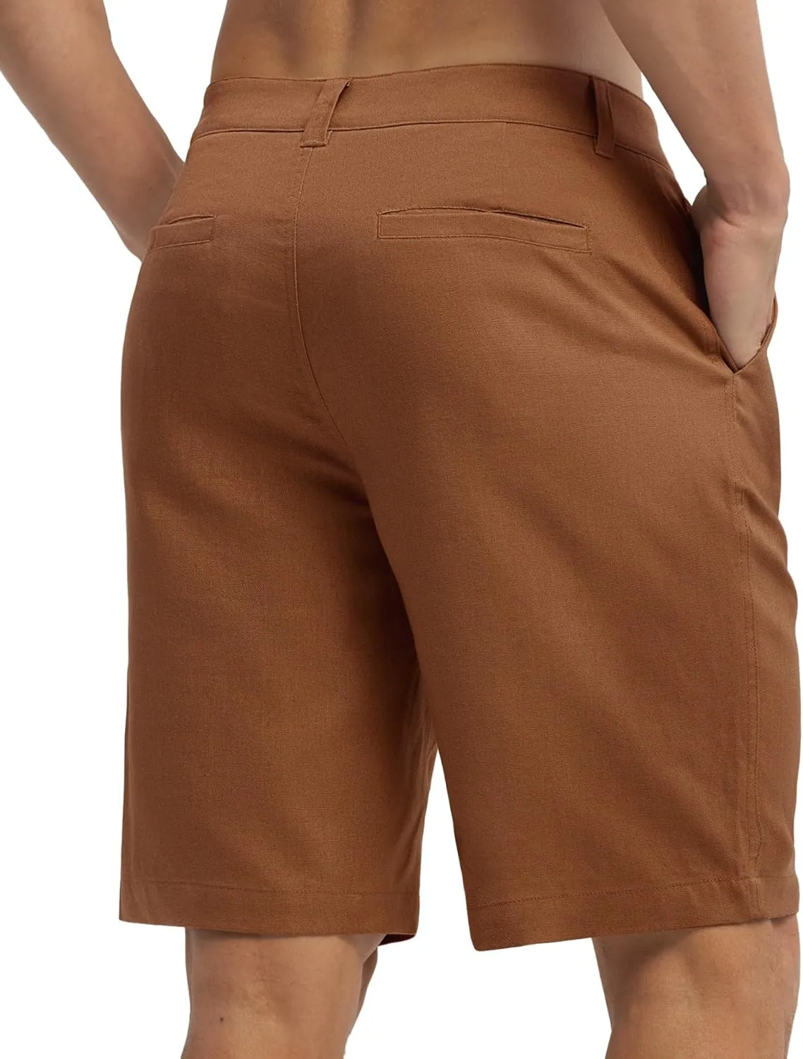Willit Men's Linen Shorts Dress Summer Casual Work Linen Shorts Flat Front with Pockets 10"