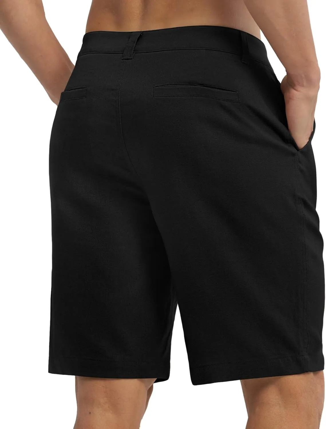 Willit Men's Linen Shorts Dress Summer Casual Work Linen Shorts Flat Front with Pockets 10"