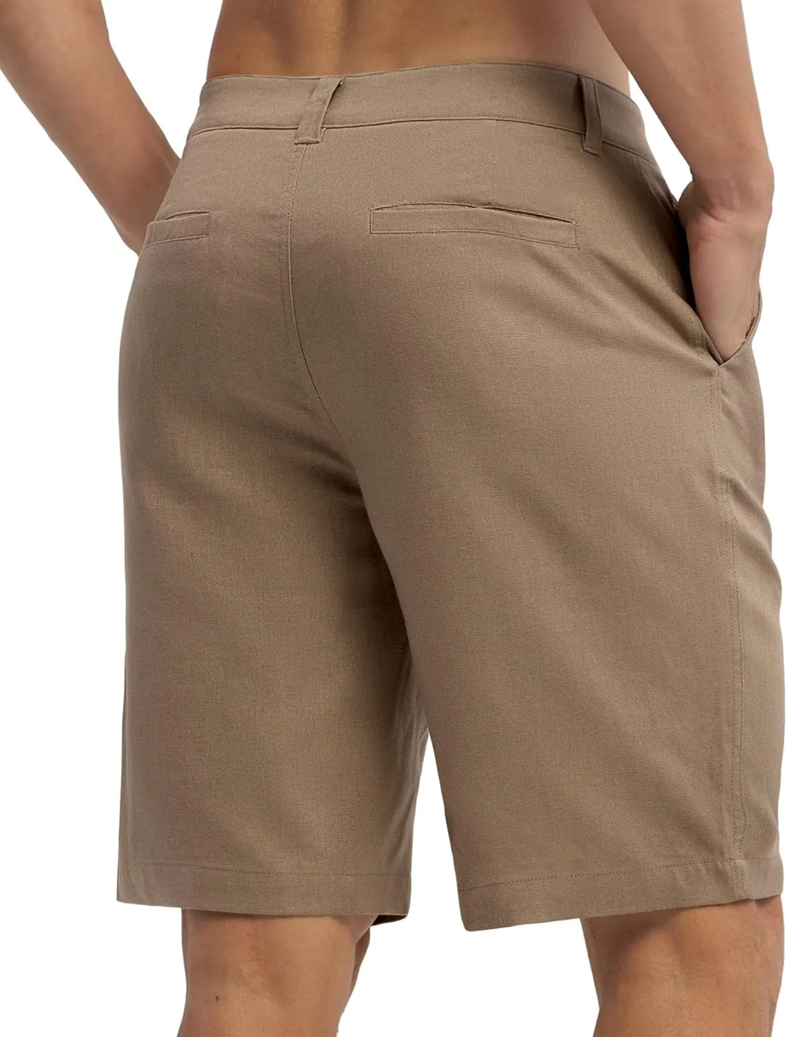 Willit Men's Linen Shorts Dress Summer Casual Work Linen Shorts Flat Front with Pockets 10"