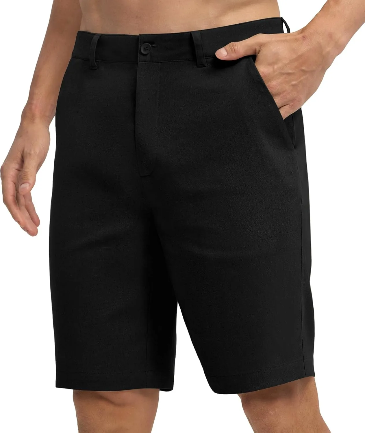 Willit Men's Linen Shorts Dress Summer Casual Work Linen Shorts Flat Front with Pockets 10"