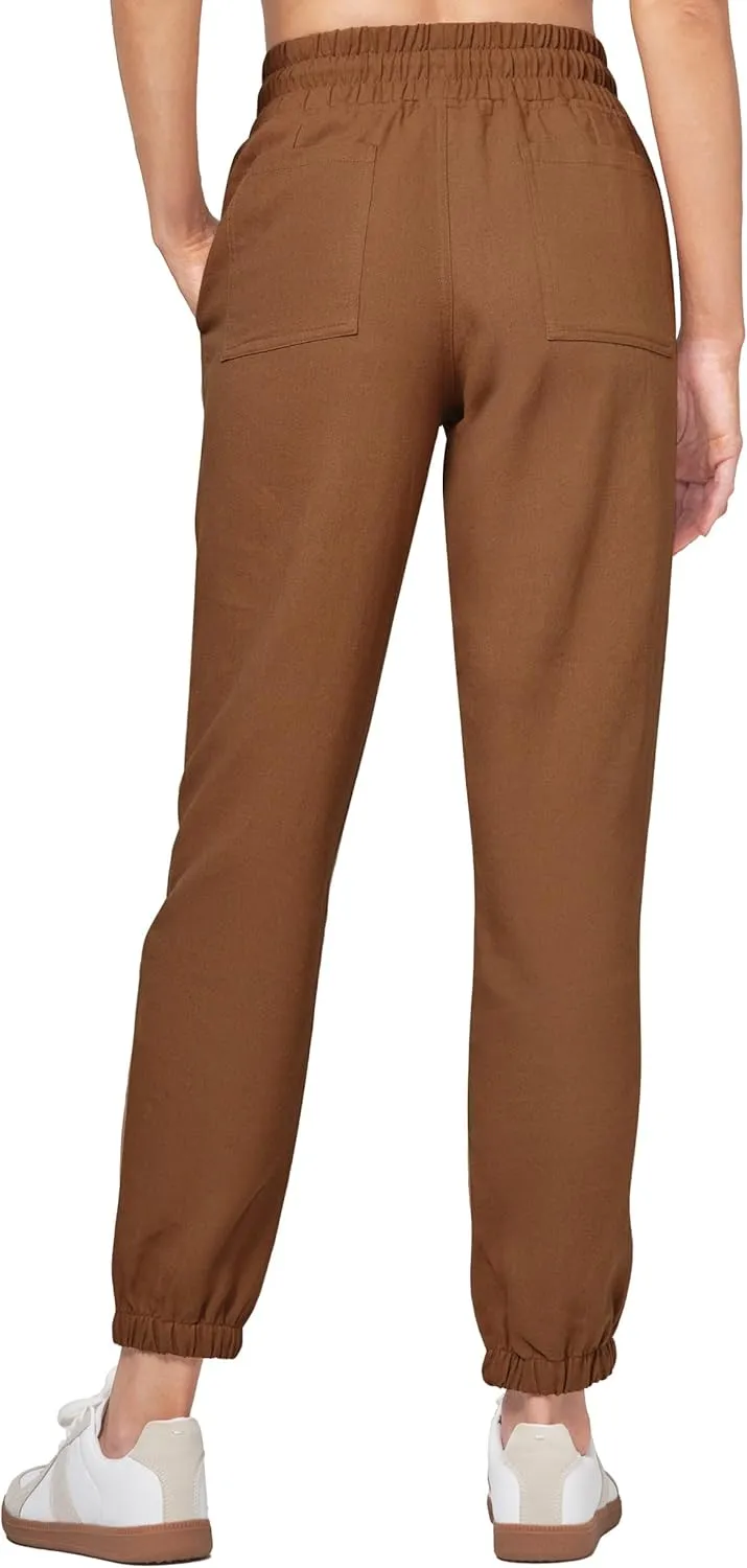 Willit Women Linen Pants Joggers Casual Lightweight Lounge Pants Cotton Linen Travel Beach Summer Pants with Pockets