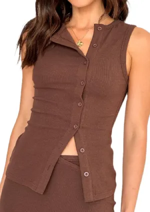 Women Button Down Tank Vest Casual Slim Fit Sleeveless Ribbed Knit Shirt Y2k Skinny Going Out Crewneck Tank Crop Top
