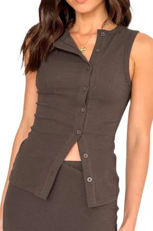 Women Button Down Tank Vest Casual Slim Fit Sleeveless Ribbed Knit Shirt Y2k Skinny Going Out Crewneck Tank Crop Top