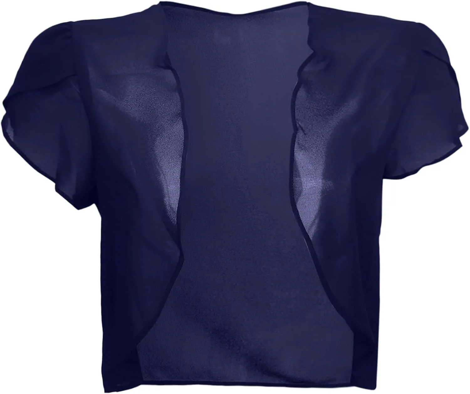 Women Fashion Solid Short Sleeve Cropped Bolero Open Front Chiffon Cardigan Big Chunky Open Sweater