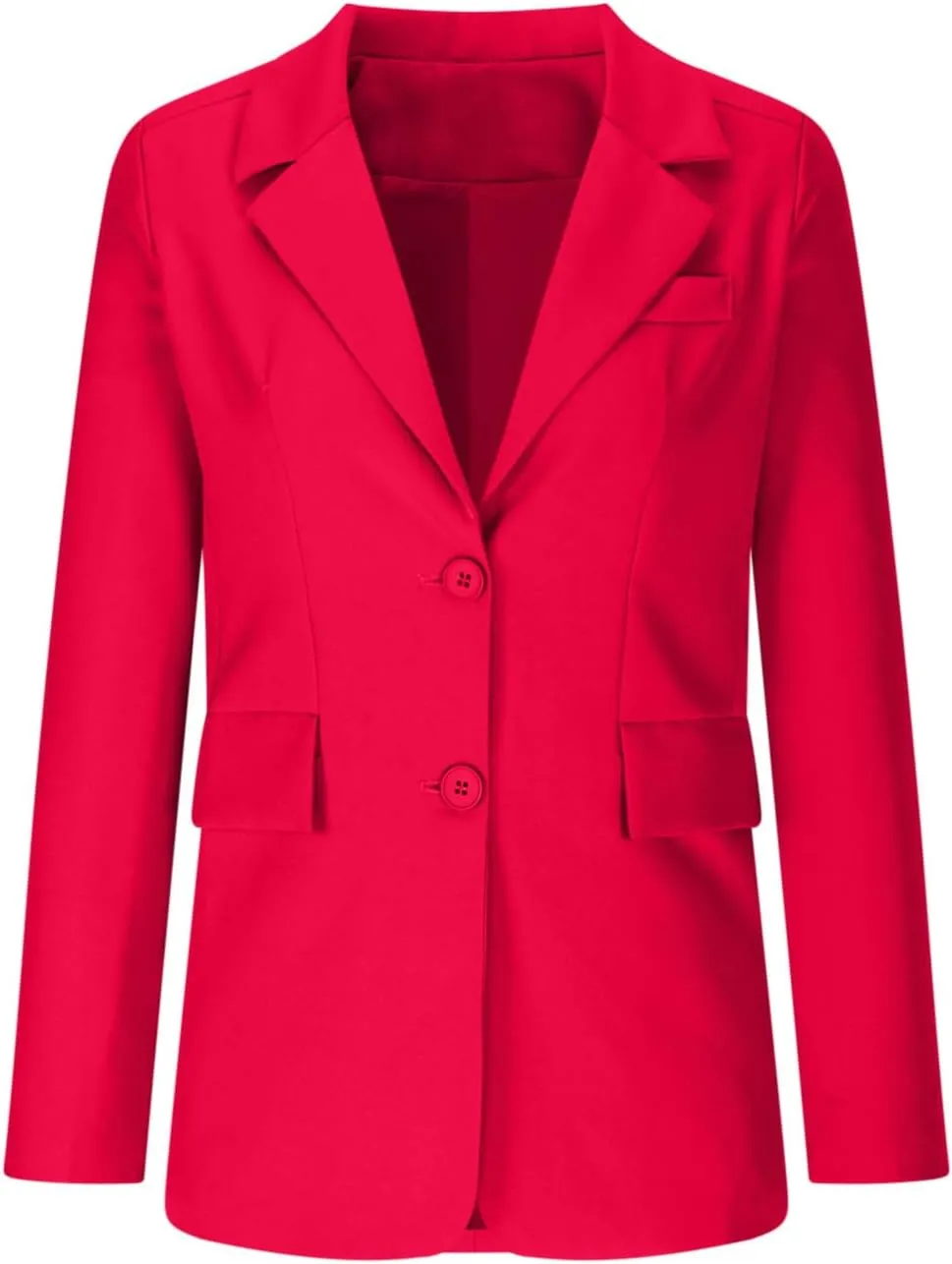 Women Padded Shoulder Blazers Fall Button Open Front Business Casual Suit Jackets Long Sleeve Lapel Office Outwear