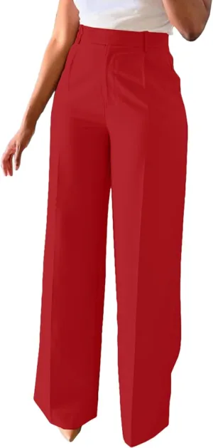 Women Wide Leg Pants High Waisted Straight Leg Business Slacks Work Pants Casual Button Down Trousers