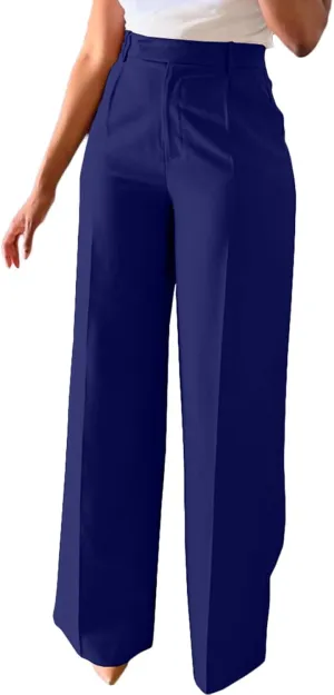 Women Wide Leg Pants High Waisted Straight Leg Business Slacks Work Pants Casual Button Down Trousers
