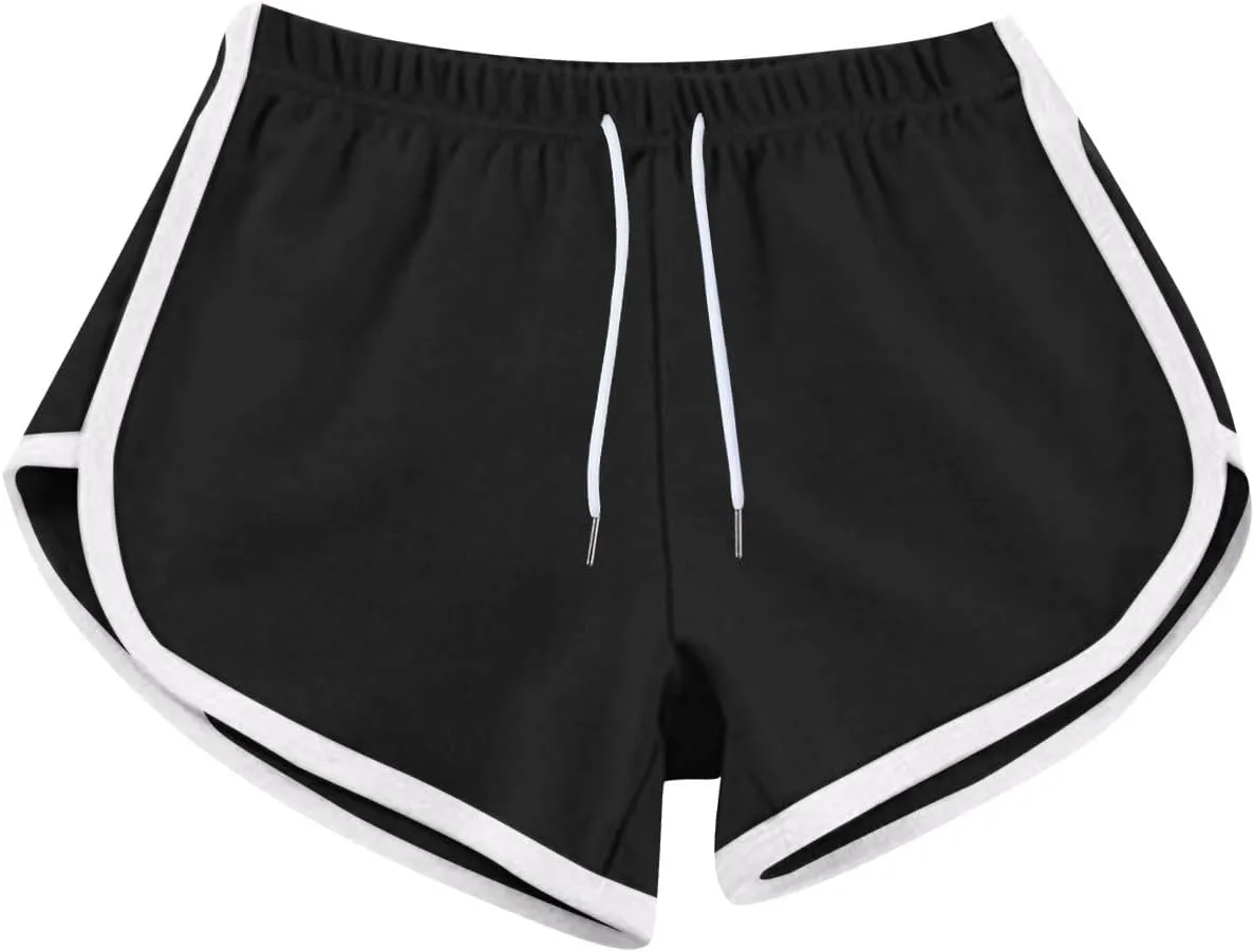 Women's Athletic Shorts Drawstring with Stripes Trim 3-Pack Comfortable Casual Drawstring Casual Yoga Sports Bottoms
