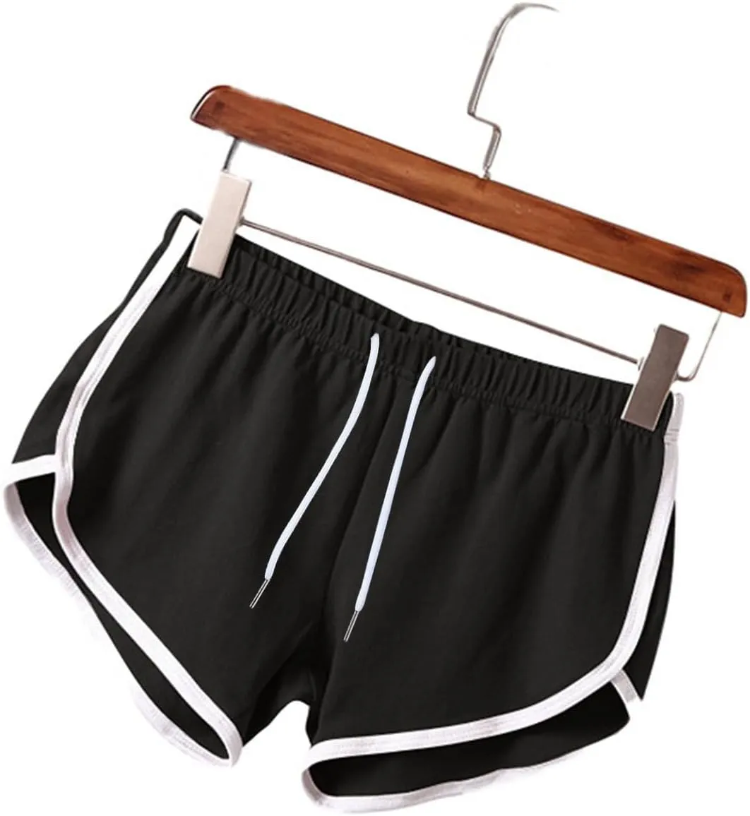 Women's Athletic Shorts Drawstring with Stripes Trim 3-Pack Comfortable Casual Drawstring Casual Yoga Sports Bottoms