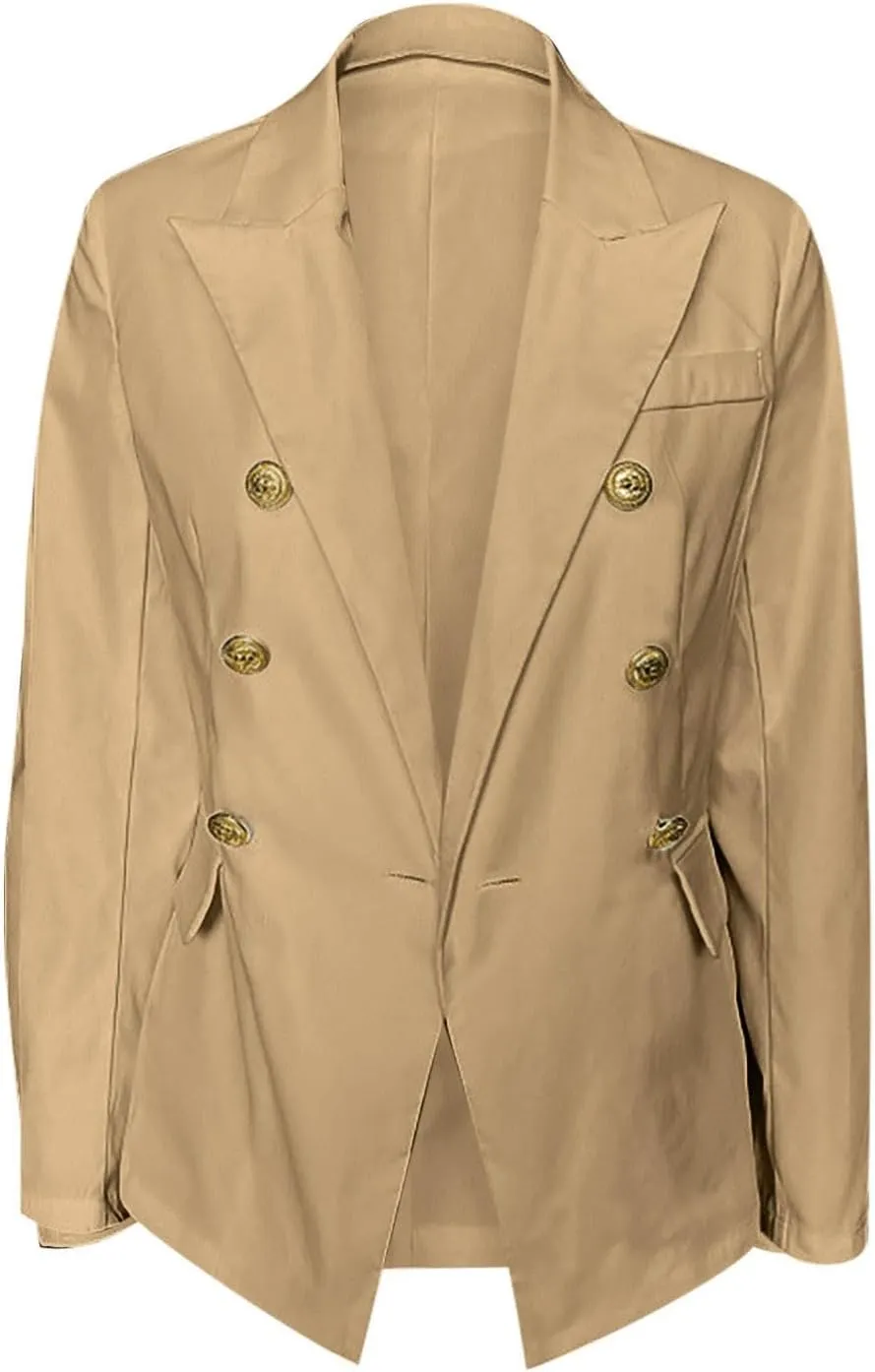 Womens Blazer Fashion Casual 2024 Office Work Button Jackets Long Sleeve Open Front Loose Lightweight Blazers
