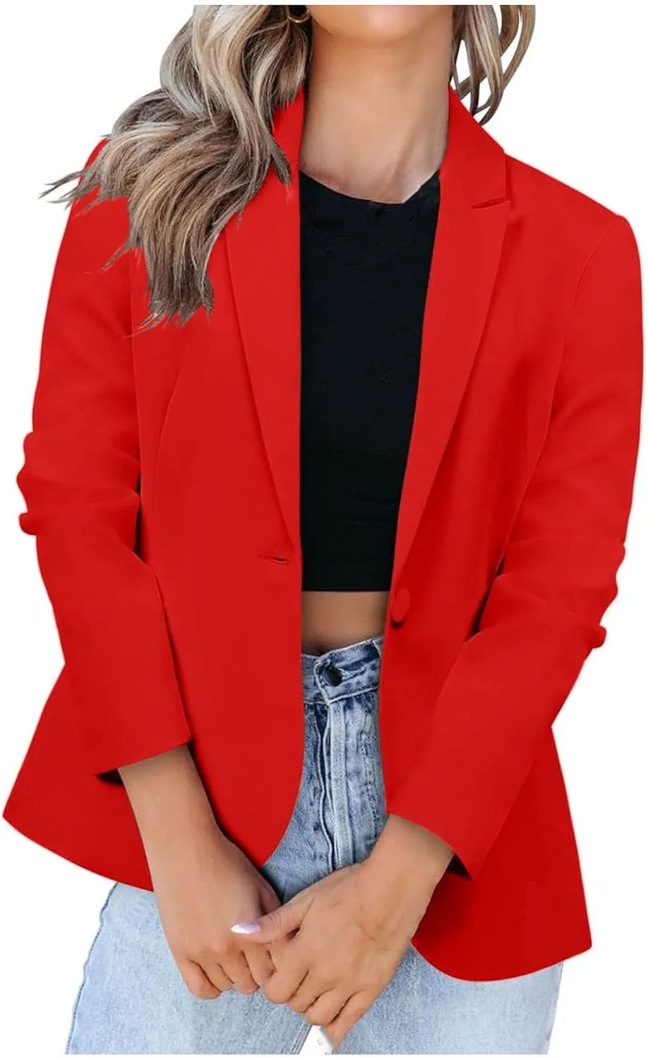 Womens Blazer Long Sleeve Work Office Jacket Blazer Casual Loose Lightweigth Summer Open Front Suit Jackets Outfit