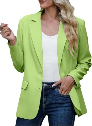Womens Blazers 2024 Fall Bussiness,Casual Long Sleeve Button Open Front Suit Jackets, Work Clothes with Pockets
