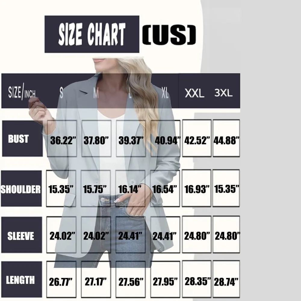 Womens Blazers 2024 Fall Bussiness,Casual Long Sleeve Button Open Front Suit Jackets, Work Clothes with Pockets