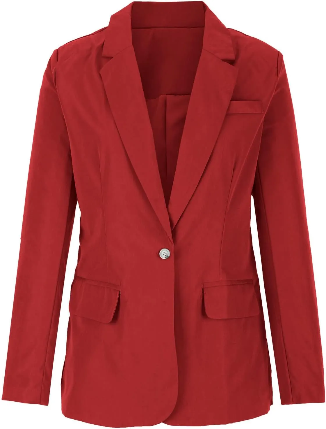 Womens Boyfriend Blazers Notched Lapel Open Front One Button Long Sleeve Suit Jackets Business Casual Loose Outfits
