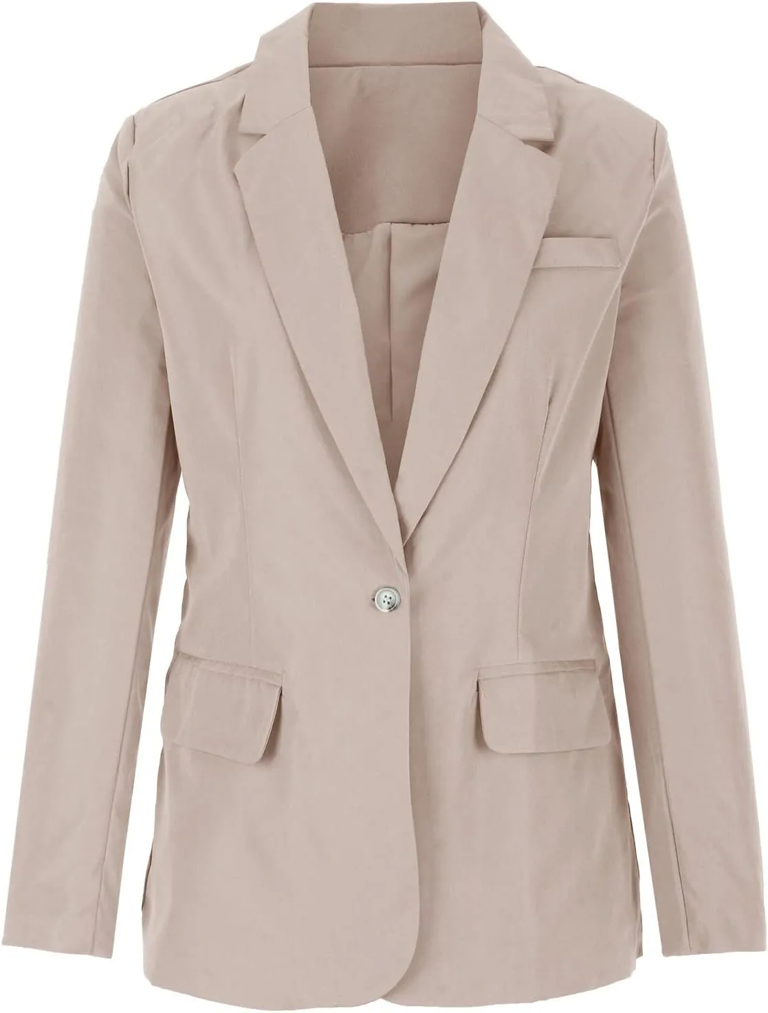 Womens Boyfriend Blazers Notched Lapel Open Front One Button Long Sleeve Suit Jackets Business Casual Loose Outfits