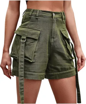 Womens Cargo Shorts High Waisted Wide Leg Shorts Stylish Fashion Streetwear Relaxed Fit Sexy Shorts with Multi Pocket
