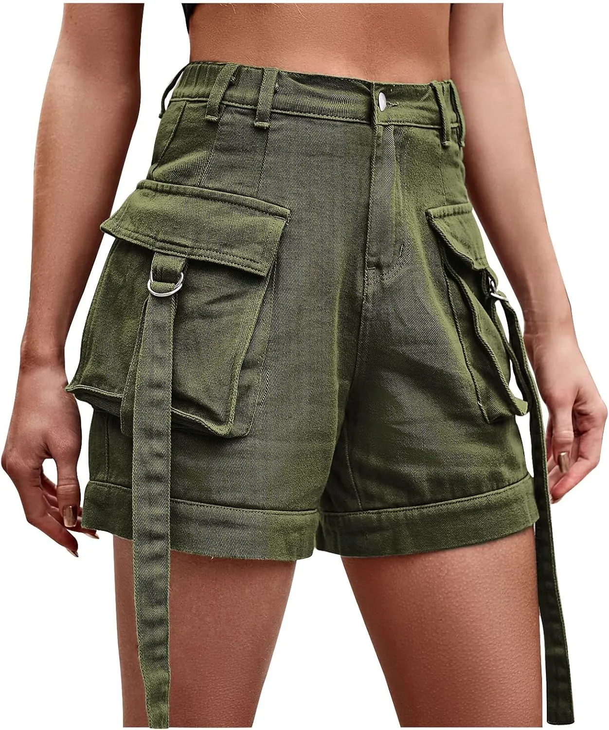 Womens Cargo Shorts High Waisted Wide Leg Shorts Stylish Fashion Streetwear Relaxed Fit Sexy Shorts with Multi Pocket