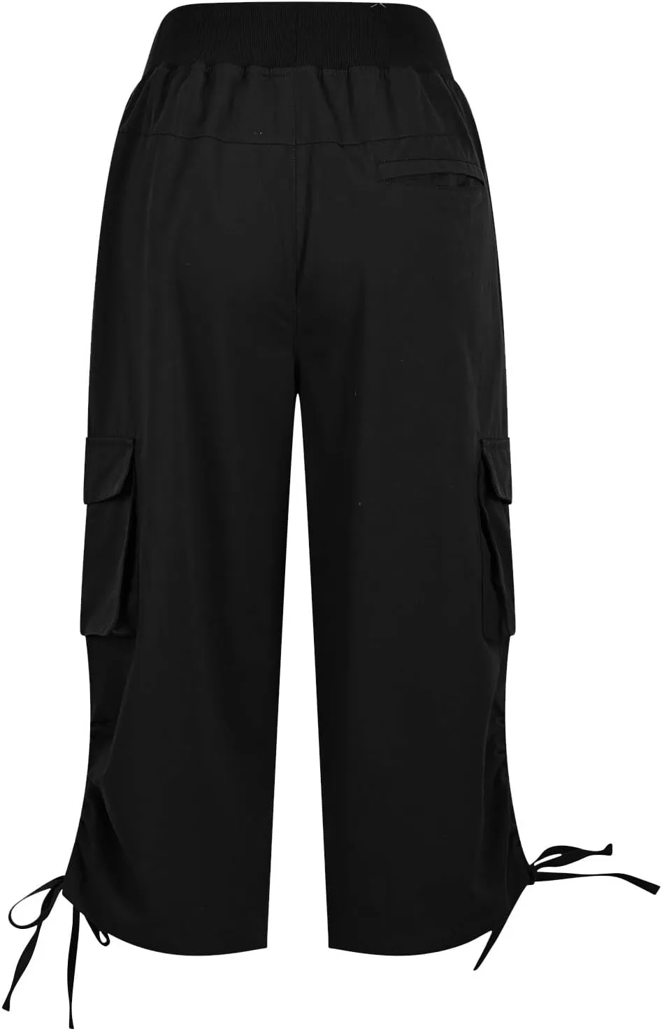 Womens Cargo Sweatpants Casual Baggy Stretch Waist Straight Leg Capris with Pockets Solid Loose Hiking Pants