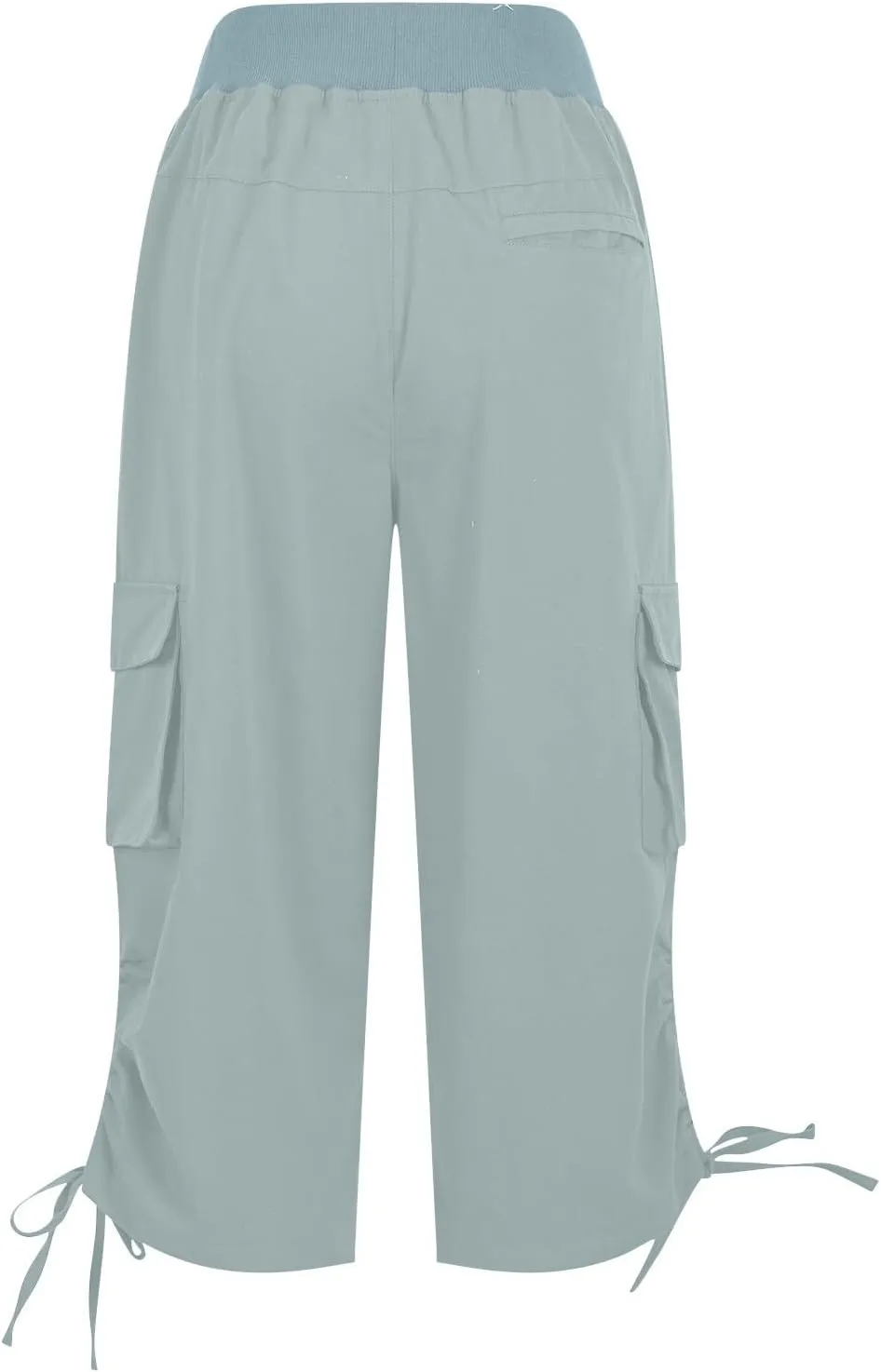 Womens Cargo Sweatpants Casual Baggy Stretch Waist Straight Leg Capris with Pockets Solid Loose Hiking Pants