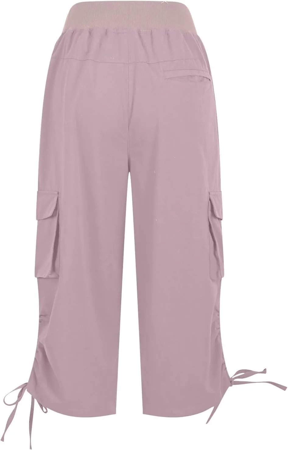 Womens Cargo Sweatpants Casual Baggy Stretch Waist Straight Leg Capris with Pockets Solid Loose Hiking Pants