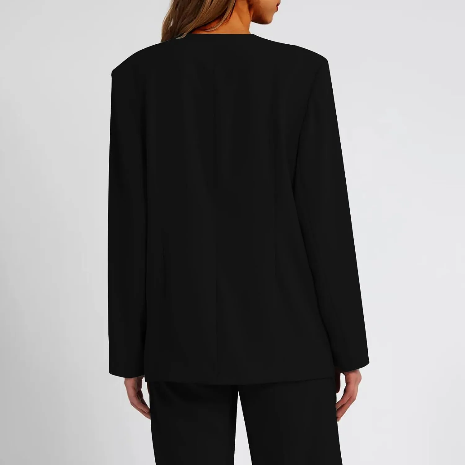 Womens Casual Blazers Dressy Button Lapel Long Sleeve Work Business Jackets Lightweight Collarless Open Front Blazer