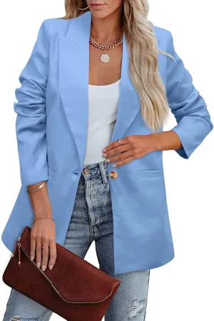 Womens Casual Bussiness Blazer Loose Long Sleeve Spring Summer Jackets Open Front Lapel Work Office Blazers Tops