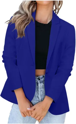 Womens Casual Dressy Blazer Jackets Long Sleeve Button Lapel Collar Cardigan Formal Business Work Office Suit Coat