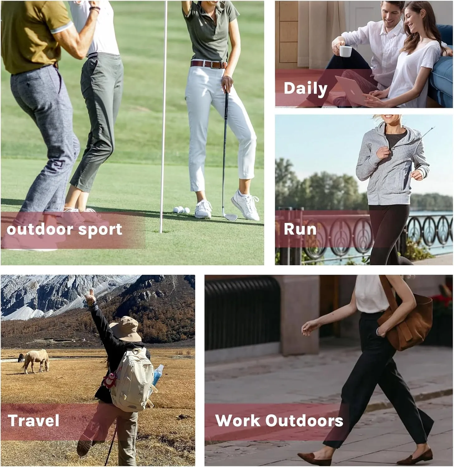 Womens Golf Pants Quick Dry Ultra Light Stretch Pockets Soft Workout Pants for Travel with Inside Drawstrings