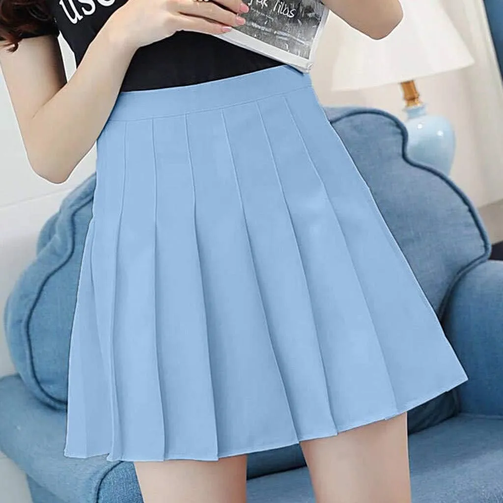 Women's High Waist Tennis Slim Waist Skirt Mini Skirt Fashion Pleated Casual Skirt Sweater Skirt L
