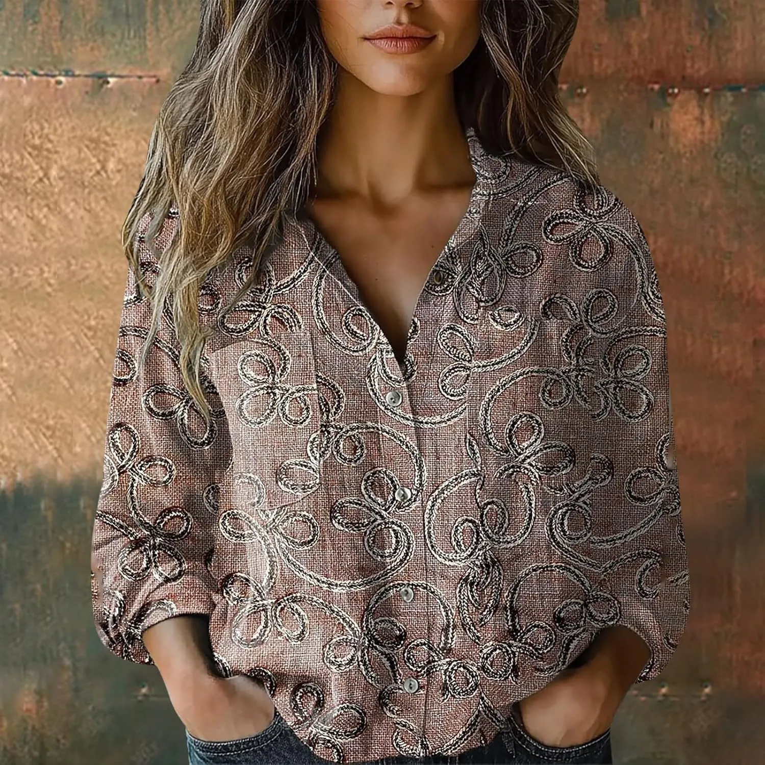 Womens Linen Button Down Shirts Linen Blouse Womens Button Down Shirts Pockets Tops Collared for