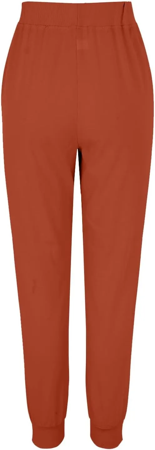 Womens Linen Tapered Pants Summer Lightweight Casual High Waisted Beach Pants Loose Drawstring Trousers with Pockets