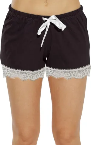 Womens Pajama Shorts Cute Plaid Summer Lace Lounge Pj Bottoms Baggy Elastic Waist Drawstring Casual Shorts for Women