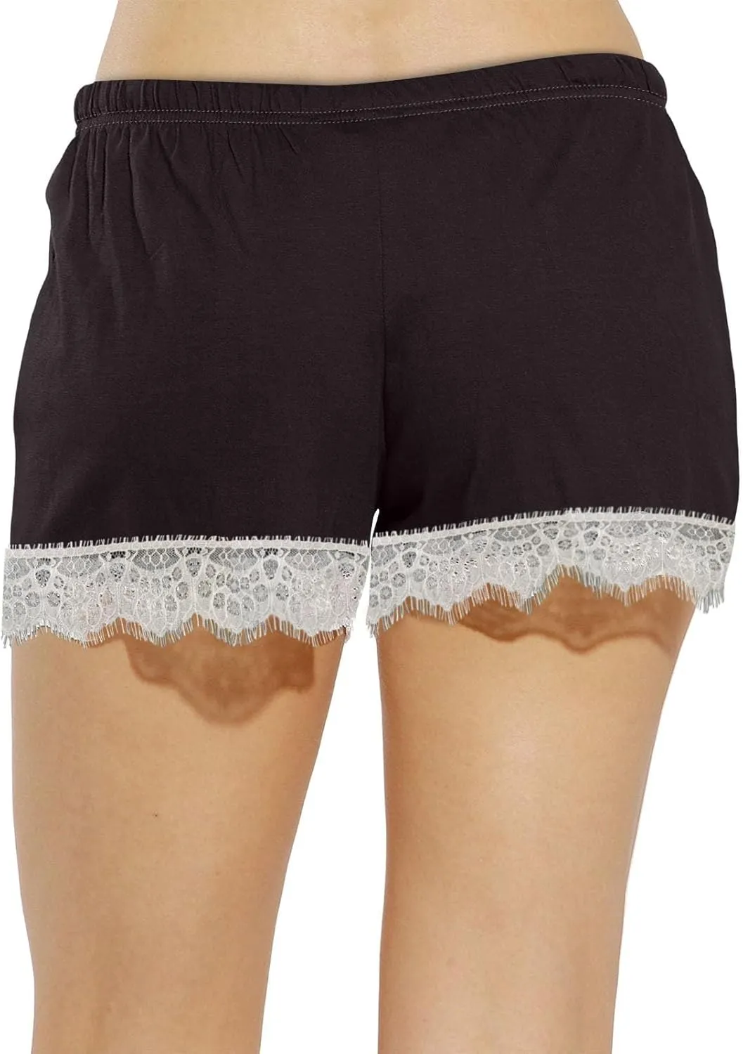 Womens Pajama Shorts Cute Plaid Summer Lace Lounge Pj Bottoms Baggy Elastic Waist Drawstring Casual Shorts for Women