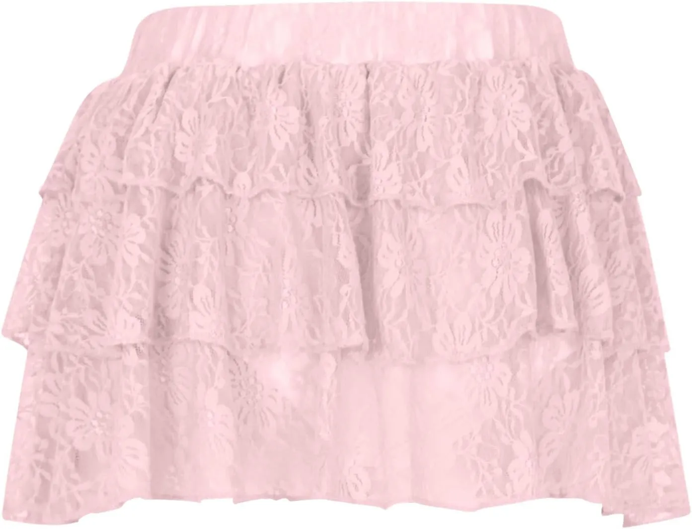 Womens Pleated Mini Skirt Sexy Lace Ruffle Low Rise Layered Skirt Y2k Pleated Flowy Short Underskirt Party Streetwear