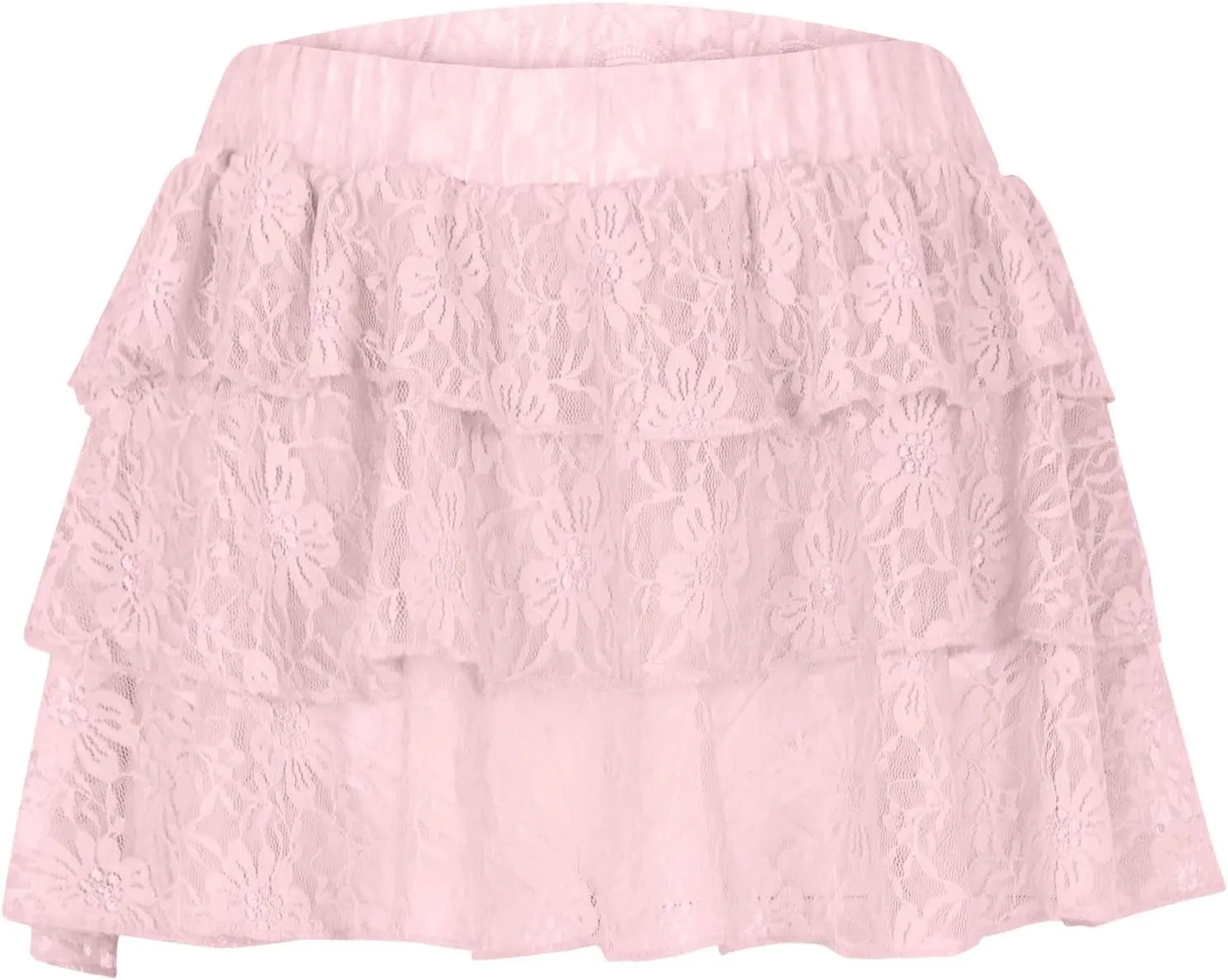 Womens Pleated Mini Skirt Sexy Lace Ruffle Low Rise Layered Skirt Y2k Pleated Flowy Short Underskirt Party Streetwear