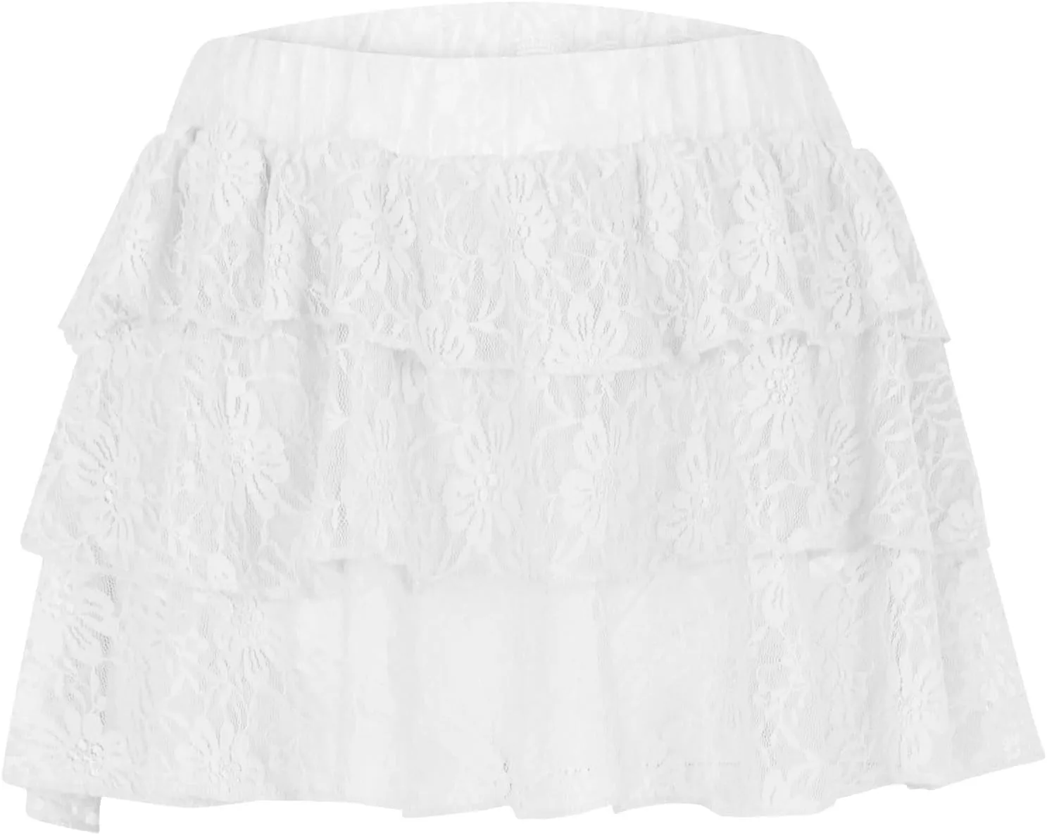 Womens Pleated Mini Skirt Sexy Lace Ruffle Low Rise Layered Skirt Y2k Pleated Flowy Short Underskirt Party Streetwear