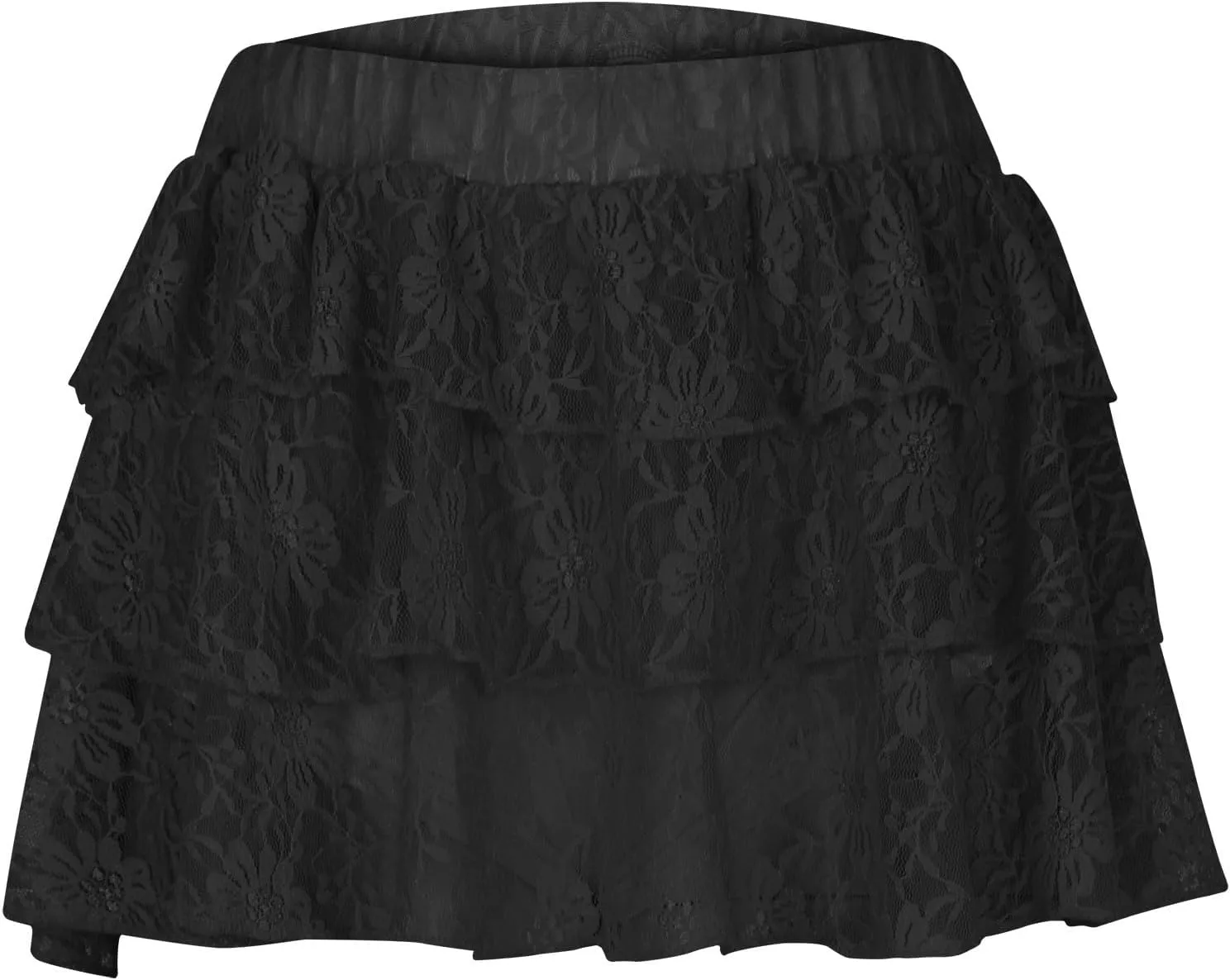 Womens Pleated Mini Skirt Sexy Lace Ruffle Low Rise Layered Skirt Y2k Pleated Flowy Short Underskirt Party Streetwear